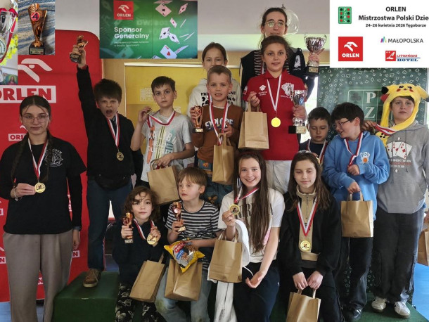 Obraz przedstawia Orlen Mistrzostwa Polski Dzieci w Brydżu Sportowym